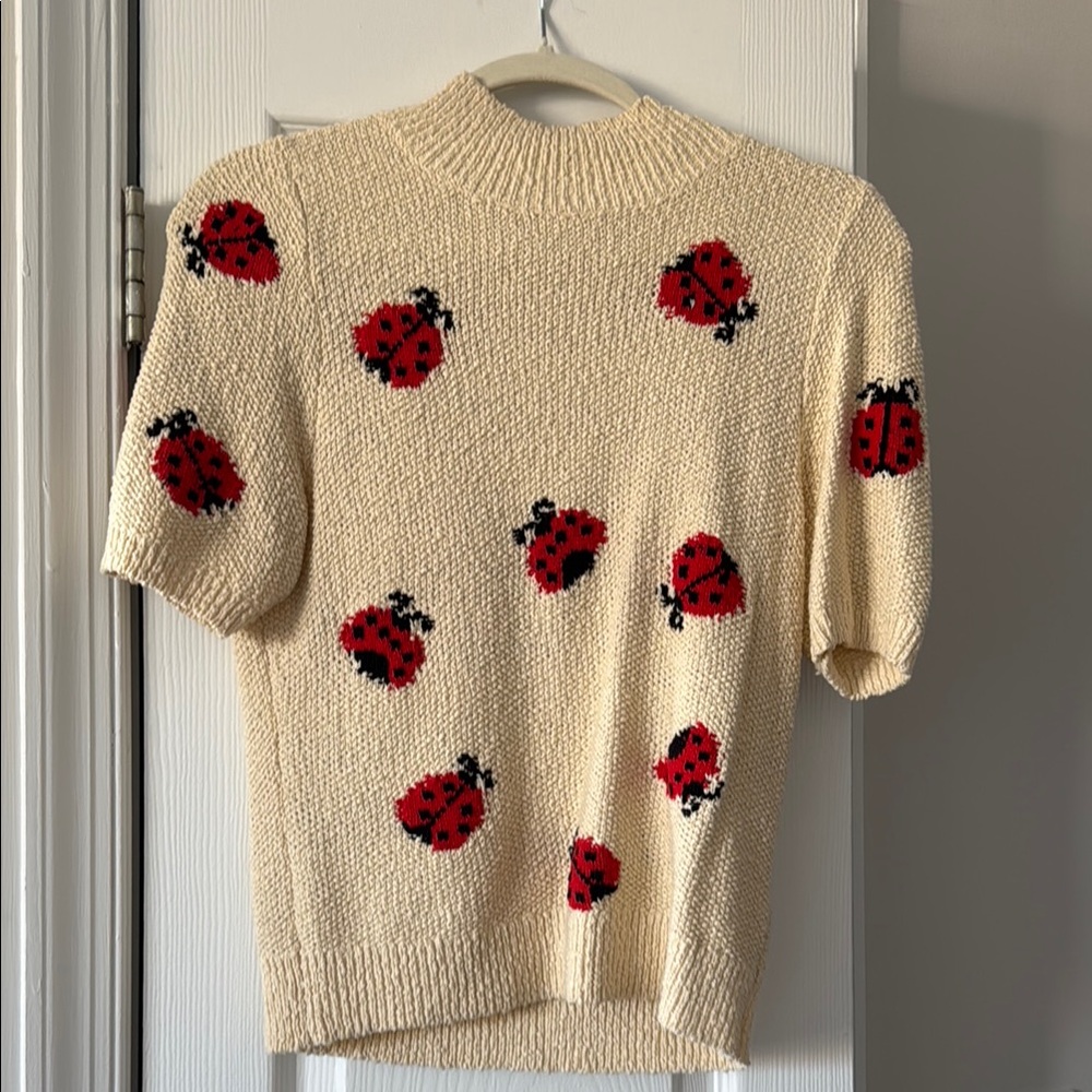 Maeve Cream Sweater with Red Ladybug Motif - Picture 2 of 3